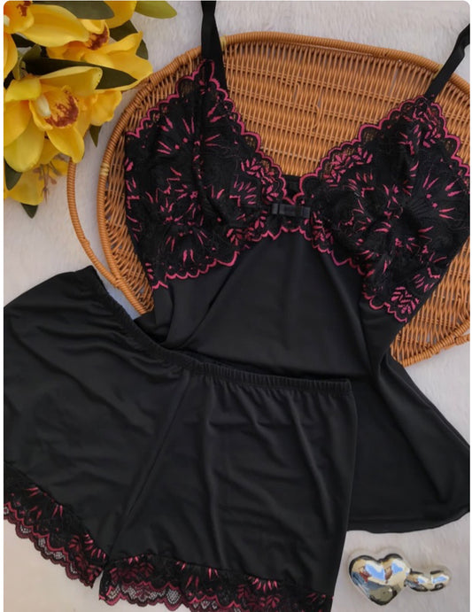 Babydoll Summer Black and Pink