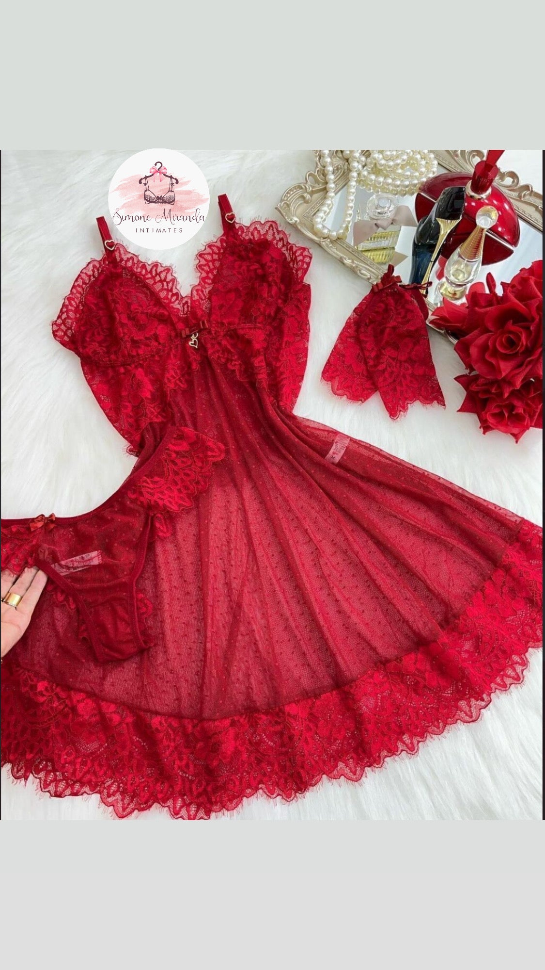 Sexy Red Nigthgown +Gloves